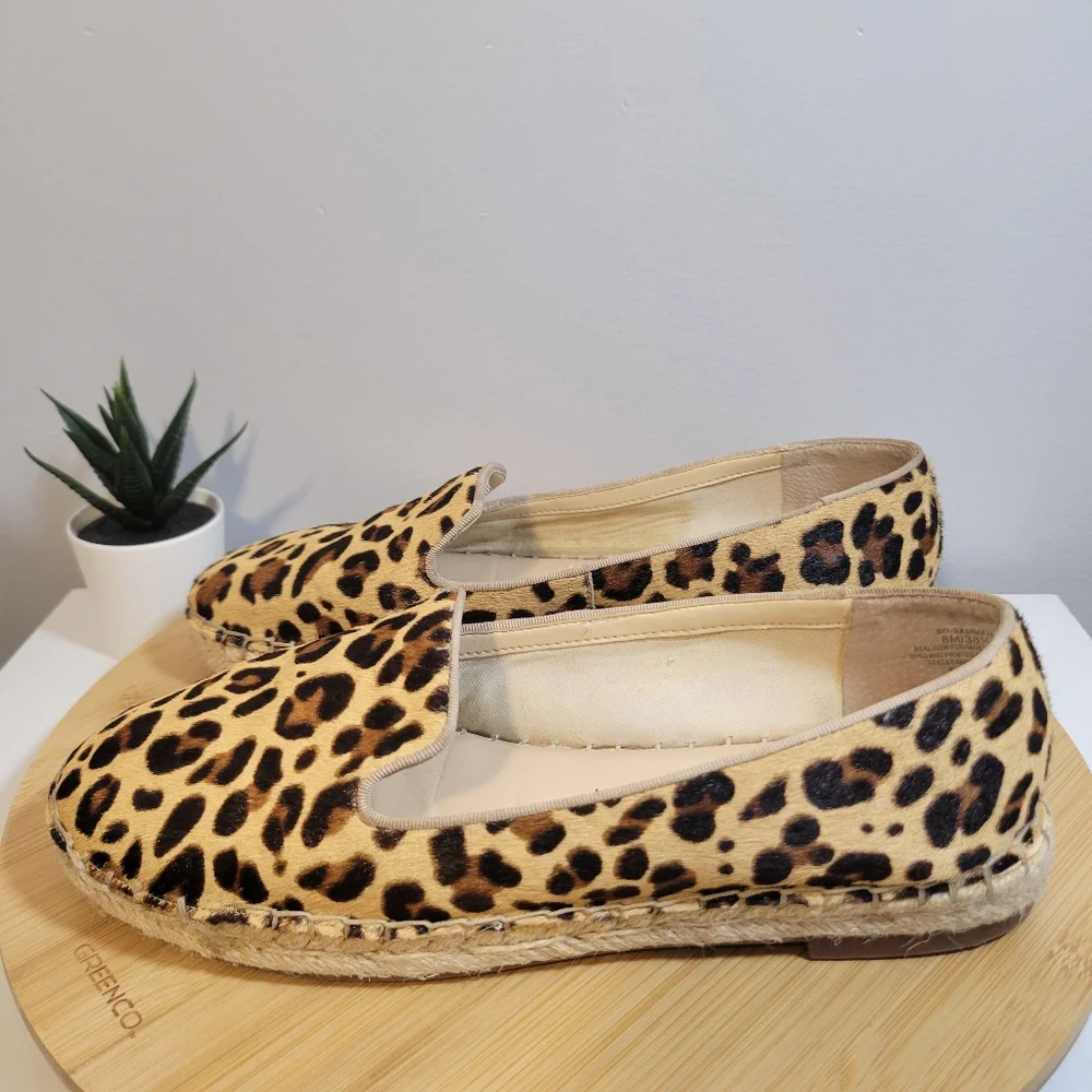 SOLE SOCIETY Sammah leopard cow hair espadrille slip on loafer